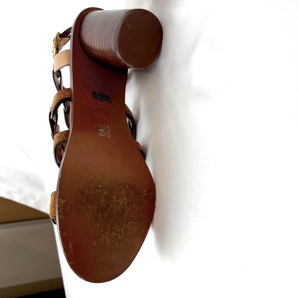 Coach Mid Heel Sandal Links Size 6.5 white Nude Brown Tones - Picture 7 of 15
